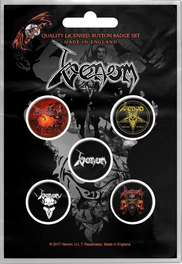 Venom- Black Metal Button Badge Pack