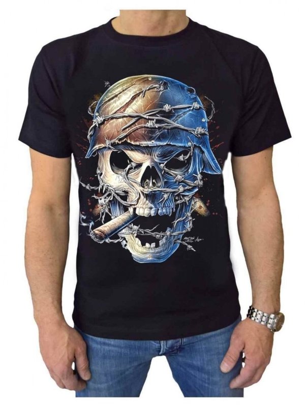 Gepiercter Totenkopf T-Shirt (Glow in the dark)