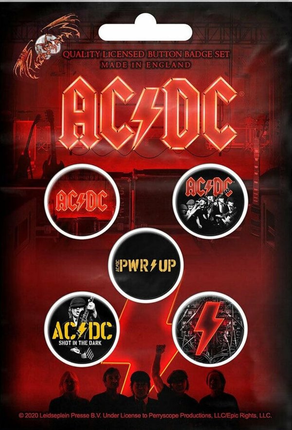 AC/DC PWR UP Button Badge Set