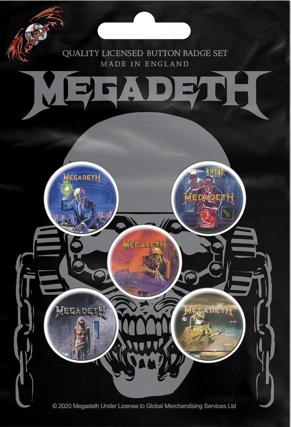 Megadeth VIC Rattlehead Button Badge Set NEU & OFFICIAL!