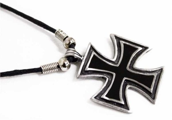 Halskette Eisernes Kreuz Anhänger mit Baumwollkordel