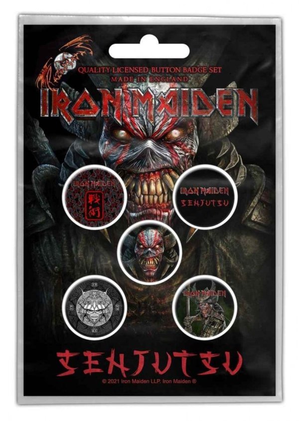 Iron Maiden Senjutsu Button Badge Set Neu
