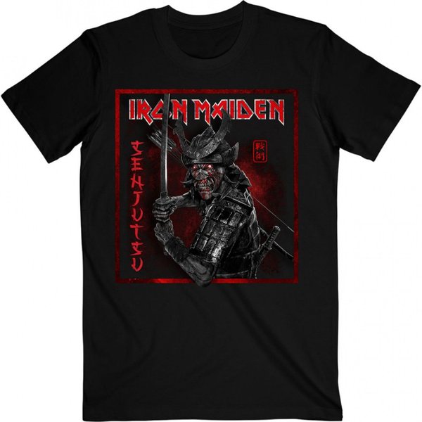 Iron Maiden Senjutsu Cover Distressed Red T-Shirt 100% offizielles Merch Neu